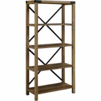 64 Farmhouse Metal X Bookcase - Rustic Oak