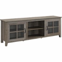70  Farmhouse MDF TV Stand with Glass Doors - Grey Wash