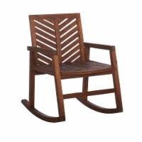 Walker Edison Outdoor Wood Patio Chevron Rocker in Dark Brown