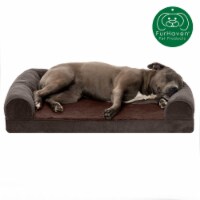 FurHaven Faux Fleece & Chenille Soft Woven Orthopedic Sofa Dog Bed | Large, Coffee