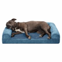 FurHaven Faux Fur & Velvet Orthopedic Sofa Dog Bed | Large, Harbor Blue