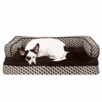 FurHaven Plush & Decor Comfy Couch Orthopedic Sofa-Style Dog Bed|Medium, Diamond Brown
