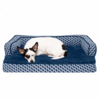 FurHaven Plush & Decor Comfy Couch Orthopedic Sofa-Style Dog Bed|Medium, Diamond Blue
