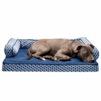 FurHaven Plush & Decor Comfy Couch Orthopedic Sofa-Style Dog Bed|Large, Diamond Blue