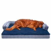 FurHaven Plush & Decor Comfy Couch Orthopedic Sofa-Style Dog Bed|Jumbo, Diamond Blue