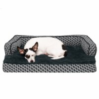 FurHaven Plush & Decor Comfy Couch Orthopedic Sofa-Style Dog Bed|Medium, Diamond Gray