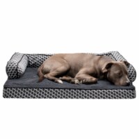 FurHaven Plush & Decor Comfy Couch Orthopedic Sofa-Style Dog Bed|Large, Diamond Gray
