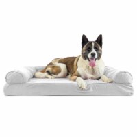 FurHaven Quilted Memory Sofa Dog Bed|Jumbo, Silver Gray