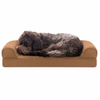 FurHaven Quilted Cool Gel Sofa Dog Bed|Medium, Toasted Brown