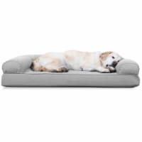 FurHaven Quilted Cool Gel Sofa Dog Bed|Jumbo, Silver Gray