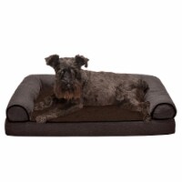 FurHaven Faux Fleece & Chenille Soft Woven Memory Sofa Dog Bed|Medium, Coffee