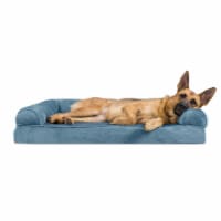 FurHaven Faux Fur & Velvet Memory Sofa Dog Bed|Jumbo, Harbor Blue