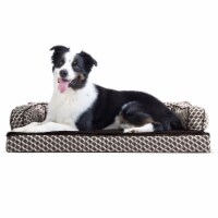 FurHaven Plush & Decor Comfy Couch Memory Top Sofa-Style Dog Bed|Large, Diamond Brown