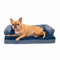 FurHaven Plush & Decor Comfy Couch Memory Top Sofa-Style Dog Bed|Medium, Diamond Blue