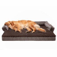 FurHaven Plush & Decor Comfy Couch Cool Gel Sofa Dog Bed|Jumbo, Diamond Brown