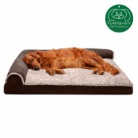 FurHaven TwoTone Faux Fur & Suede DLX Chaise Memory Sofa Dog Bed|Jumbo, Espresso