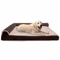 FurHaven TwoTone Faux Fur & Suede DLX Chaise Memory Sofa Dog Bed|Jumbo Plus, Espresso