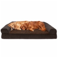 FurHaven Faux Fleece & Chenille Soft Woven Orthopedic Sofa Dog Bed | Jumbo Plus, Coffee