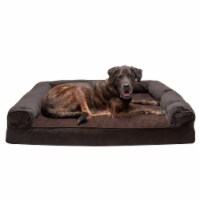 FurHaven Faux Fleece & Chenille Soft Woven Memory Sofa Dog Bed|Jumbo Plus, Coffee