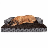 FurHaven Plush & Decor Comfy Couch Orthopedic Sofa-Style Dog Bed|Jumbo Plus, Diamond Brown