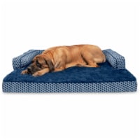 FurHaven Plush & Decor Comfy Couch Orthopedic Sofa-Style Dog Bed|Jumbo Plus, Diamond Blue