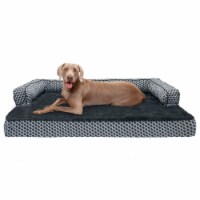FurHaven Plush & Decor Comfy Couch Memory Top Sofa-Style Dog Bed|Jumbo Plus, Diamond Gray