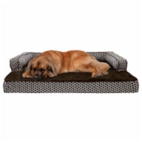 FurHaven Plush & Decor Comfy Couch Cool Gel Sofa Dog Bed|Jumbo Plus, Diamond Brown