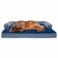 FurHaven Plush & Decor Comfy Couch Cool Gel Sofa Dog Bed|Jumbo Plus, Diamond Blue