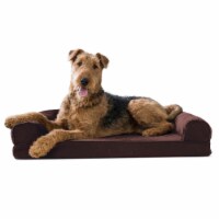 FurHaven Quilted Memory Sofa Dog Bed|Large, Coffee