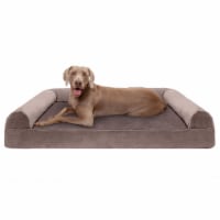 FurHaven Faux Fur & Velvet Cool GelSofa Dog Bed|Jumbo Plus, Driftwood Brown