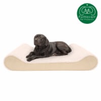 Furhaven Ultra Plush & Suede Luxe Lounger Memory Top Pet Bed | Giant, Cream