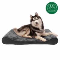 Furhaven MinkyPlush & Velvet Luxe Lounger Memory Top Pet Bed | Jumbo, Gray