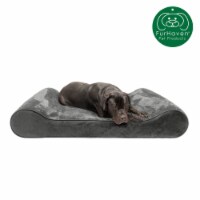 Furhaven MinkyPlush & Velvet Luxe Lounger Memory Top Pet Bed | Giant, Gray