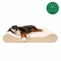 Furhaven Ultra Plush & Suede Luxe Lounger Gel Top Pet Bed | Giant, Cream