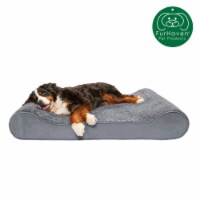 Furhaven Ultra Plush & Suede Luxe Lounger Gel Top Pet Bed | Giant, Gray