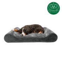 Furhaven Minky Plush & Velvet Luxe Lounger Gel Top Pet Bed | Giant, Gray