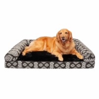 FurHaven Southwest Kilim Cool Gel Sofa Dog Bed|Jumbo, Black Medallion