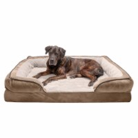 FurHaven Velvet Waves Perfect Comfort Orthopedic Sofa Bed | Jumbo Plus, Brownstone