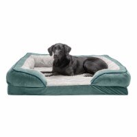 FurHaven Velvet Waves Perfect Comfort Orthopedic Sofa Bed | Jumbo, Celadon Green