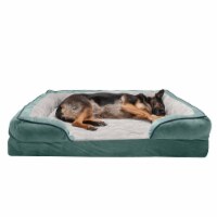 FurHaven Velvet Waves Perfect Comfort Memory Top Sofa Bed|Jumbo Plus, Celadon Green