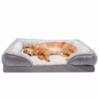 FurHaven Velvet Waves Perfect Comfort Cool Gel Sofa Bed|Jumbo, Granite Gray