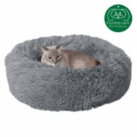 FurHaven Calming Cuddler Long Fur Donut Pet Bed For Dogs & Cats - Gray , Small - 23