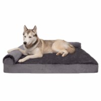 FurHaven Plush & Velvet DLX Chaise Memory Sofa Dog Bed|Jumbo, Platinum Gray