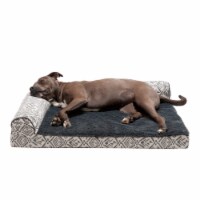 FurHaven Southwest Kilim DLX Chaise Orthopedic Sofa-Style Dog Bed|Large, Boulder Gray