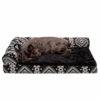 FurHaven Southwest Kilim DLX Chaise Orthopedic Sofa-Style Dog Bed|Medium, Black Medallion