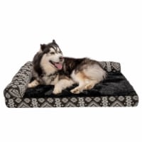 FurHaven Southwest Kilim DLX Chaise Memory Sofa Dog Bed|Jumbo, Black Medallion