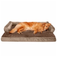 FurHaven Plush & Velvet Comfy Couch Orthopedic Sofa-Style Dog Bed|Jumbo, Almondine