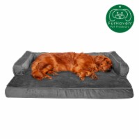 FurHaven Plush & Velvet Comfy Couch Memory Top Sofa-Style Dog Bed|Jumbo, Dark Gray