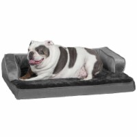 FurHaven Plush & Velvet Comfy Couch Cool Gel Sofa-Style Dog Bed|Large, Dark Gray
