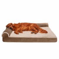 FurHaven Wave Fur & Velvet DLX Chaise Lounge Cooling Gel Pet Bed |Jumbo, Brownstone